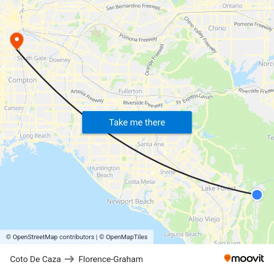 Coto De Caza to Florence-Graham map