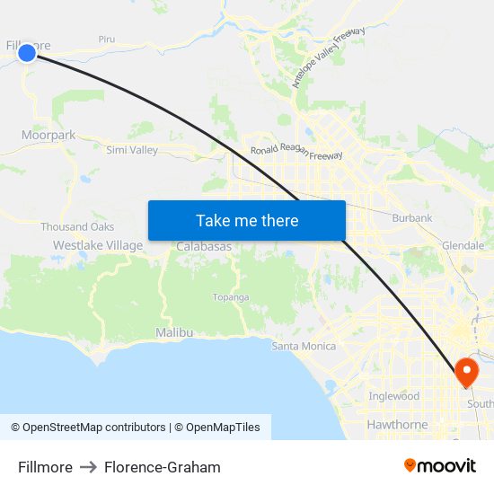 Fillmore to Florence-Graham map