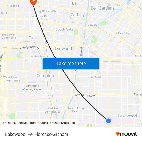 Lakewood to Florence-Graham map