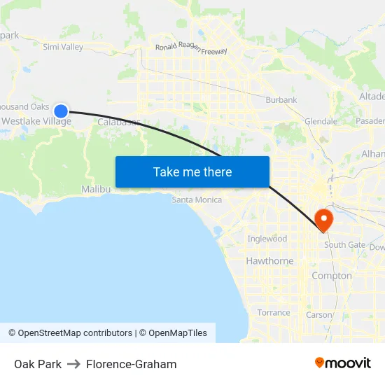 Oak Park to Florence-Graham map