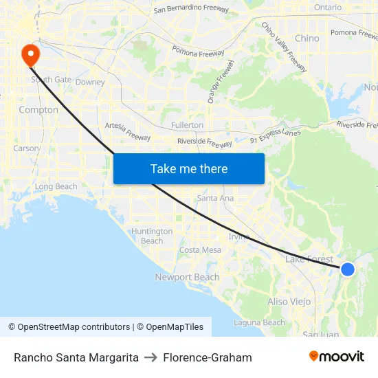Rancho Santa Margarita to Florence-Graham map