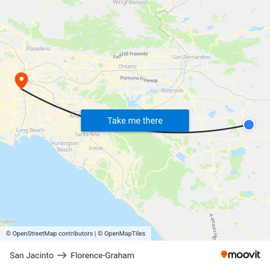 San Jacinto to Florence-Graham map