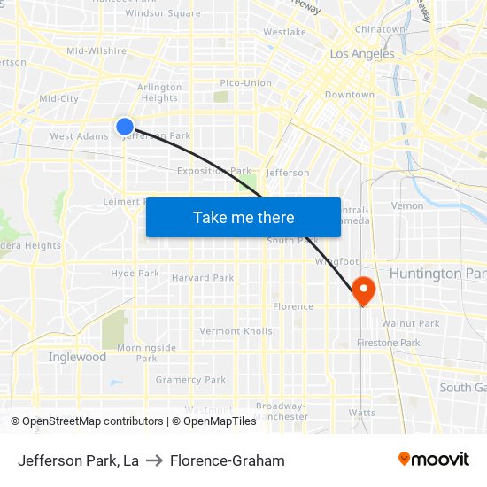 Jefferson Park, La to Florence-Graham map