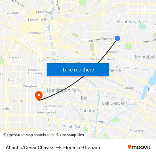 Atlantic/Cesar Chavez to Florence-Graham map