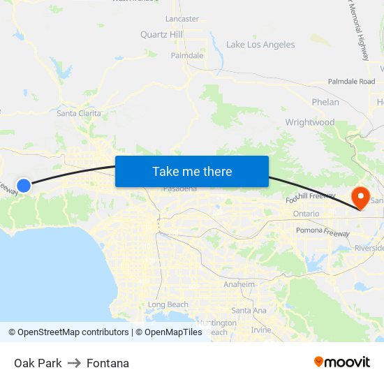 Oak Park to Fontana map