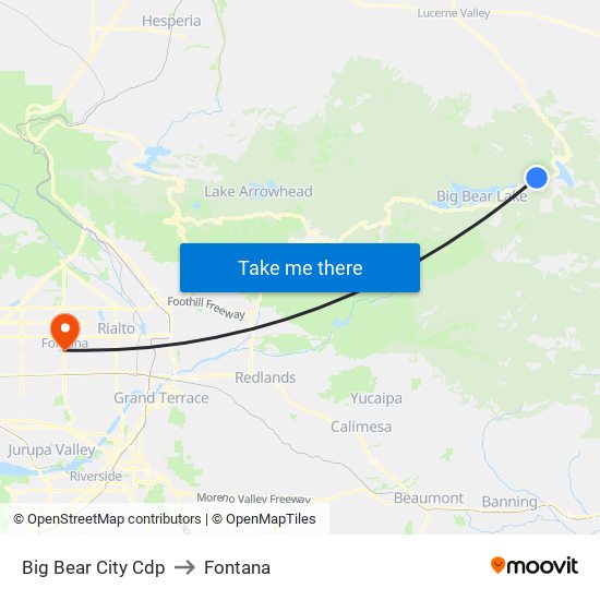 Big Bear City Cdp to Fontana map