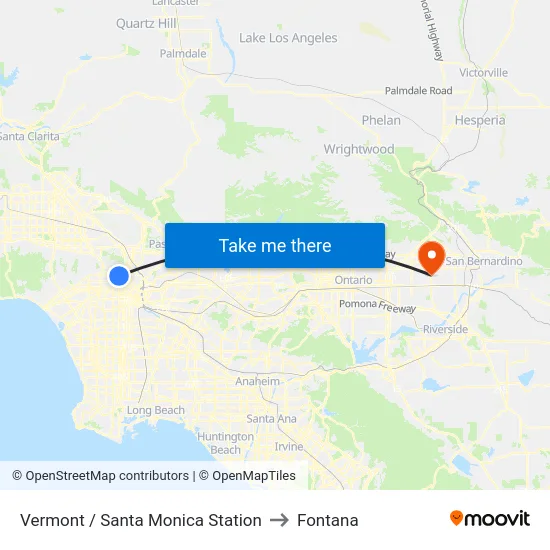 Vermont / Santa Monica Station to Fontana map