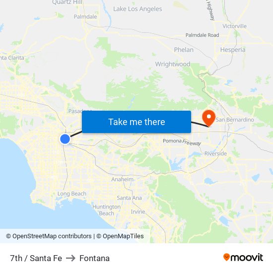 7th / Santa Fe to Fontana map