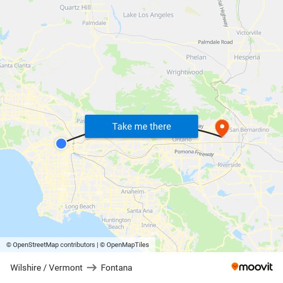 Wilshire / Vermont to Fontana map