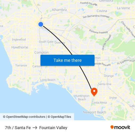 7th / Santa Fe to Fountain Valley map