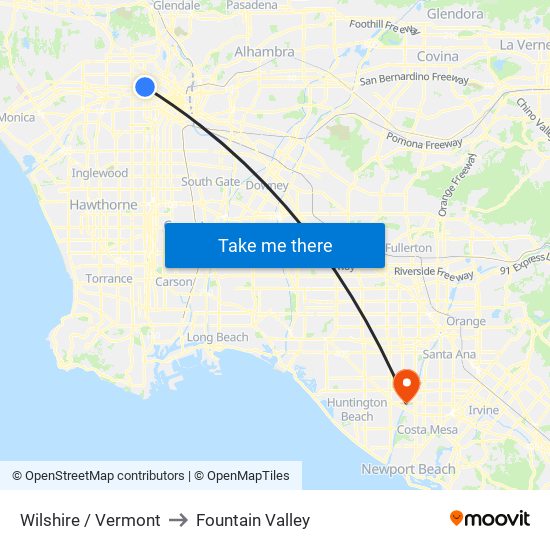 Wilshire / Vermont to Fountain Valley map