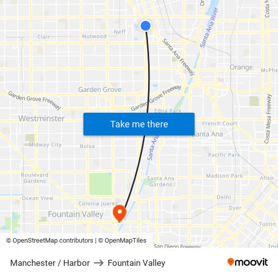 Manchester / Harbor to Fountain Valley map