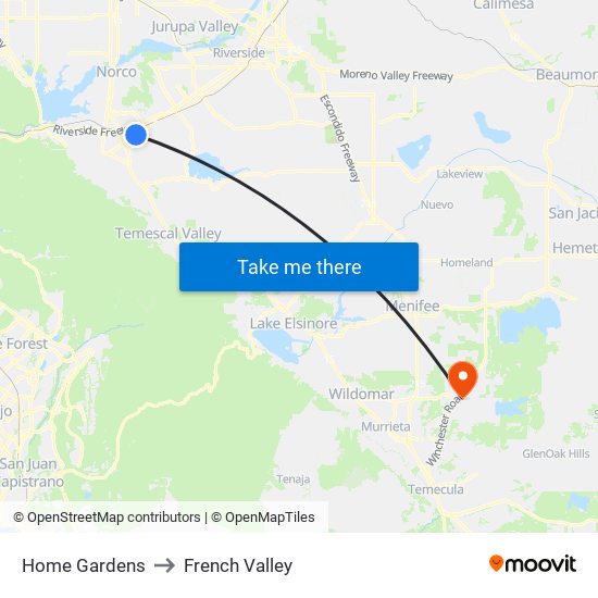 Home Gardens to French Valley map