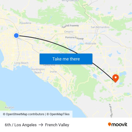 6th / Los Angeles to French Valley map