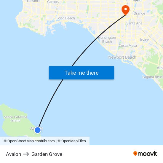 Avalon to Garden Grove map