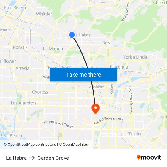 La Habra to Garden Grove map