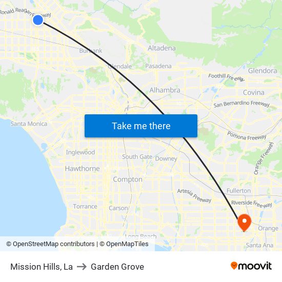 Mission Hills, La to Garden Grove map