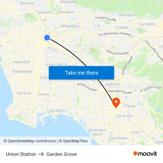 Union Station to Garden Grove map