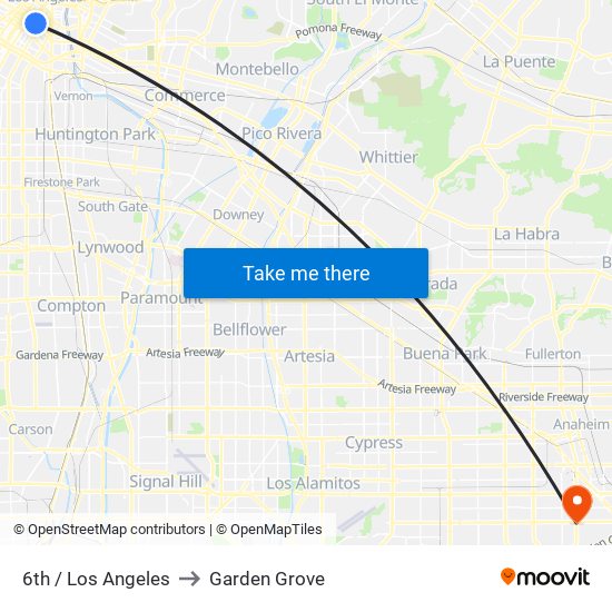 6th / Los Angeles to Garden Grove map