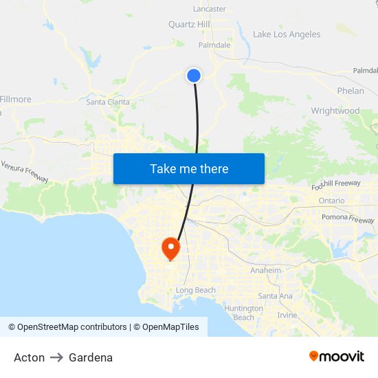Acton to Gardena map
