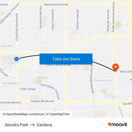 Alondra Park to Gardena map