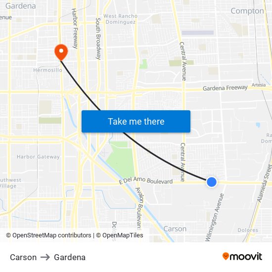 Carson to Gardena map