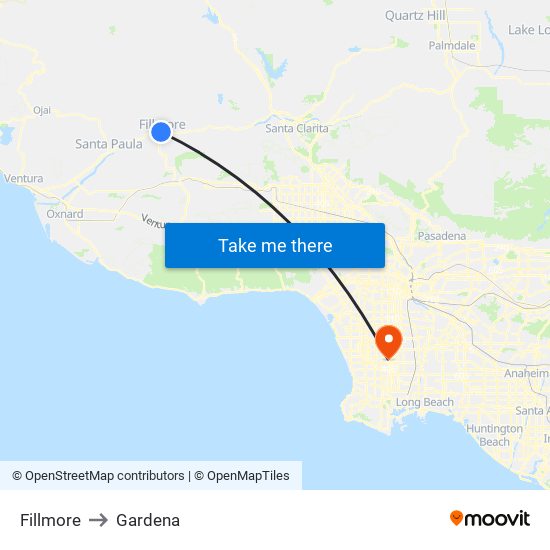 Fillmore to Gardena map