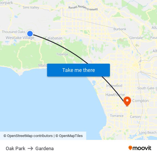 Oak Park to Gardena map