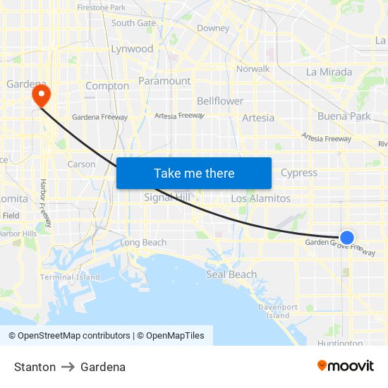 Stanton to Gardena map