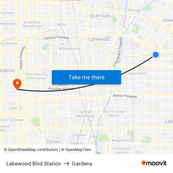 Lakewood Blvd Station to Gardena map