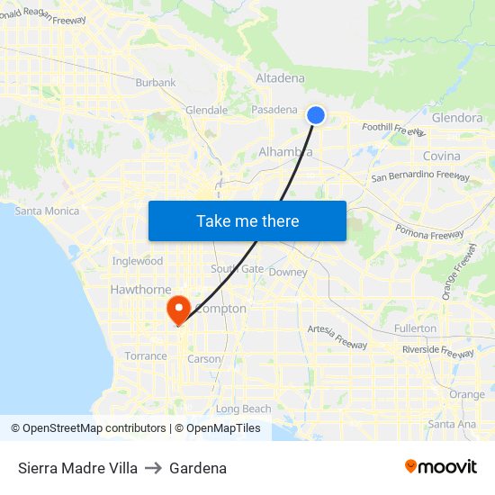 Sierra Madre Villa to Gardena map