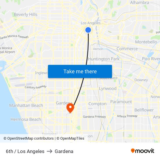 6th / Los Angeles to Gardena map