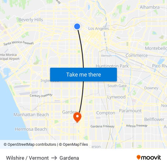 Wilshire / Vermont to Gardena map