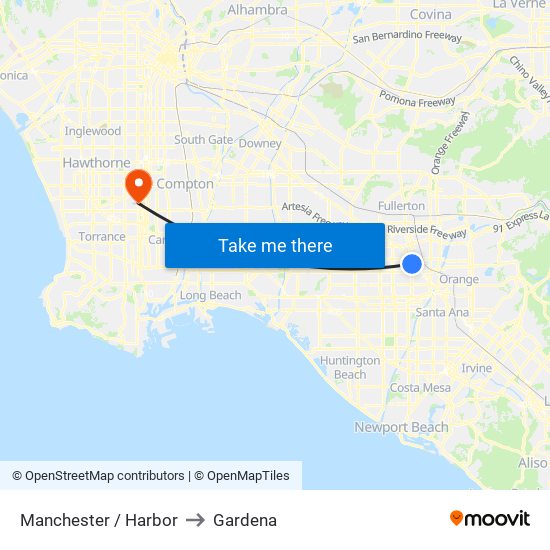 Manchester / Harbor to Gardena map