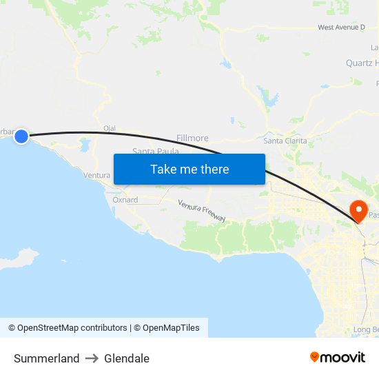 Summerland to Glendale map