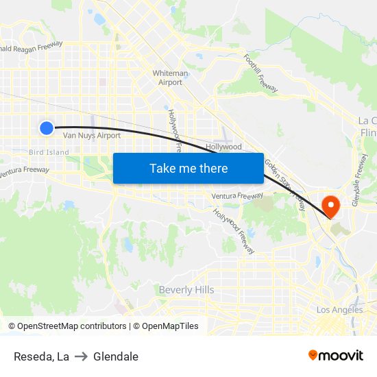 Reseda, La to Glendale map