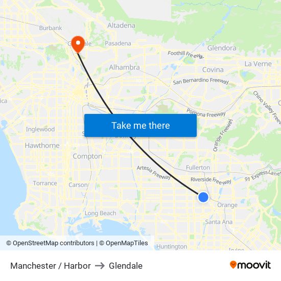 Manchester / Harbor to Glendale map