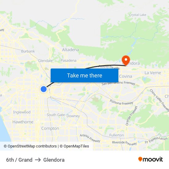 6th / Grand to Glendora map
