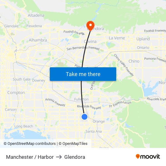Manchester / Harbor to Glendora map