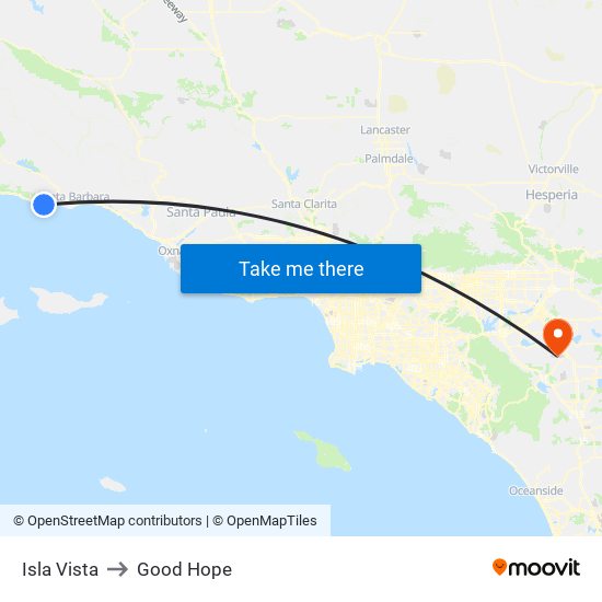 Isla Vista to Good Hope map