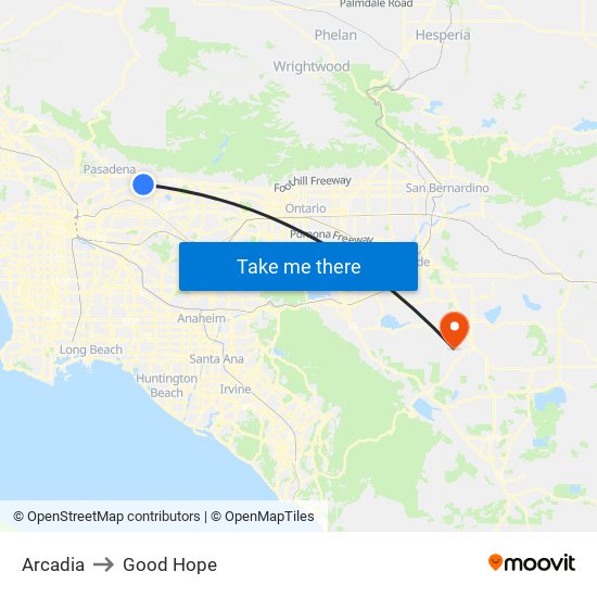 Arcadia to Good Hope map