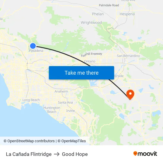 La Cañada Flintridge to Good Hope map