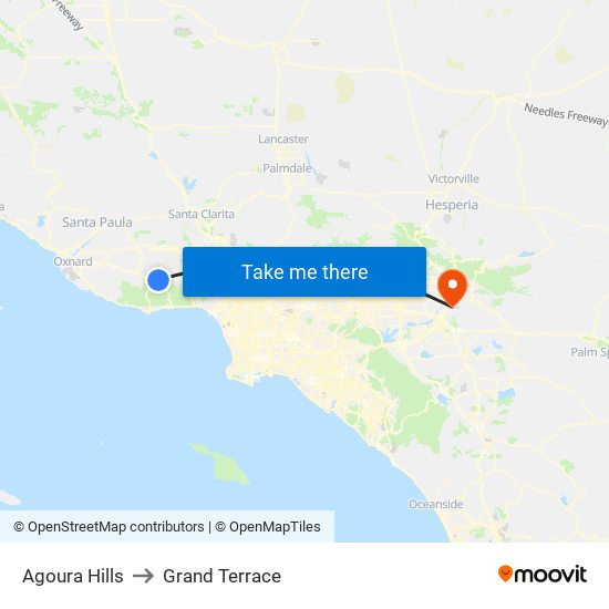 Agoura Hills to Grand Terrace map