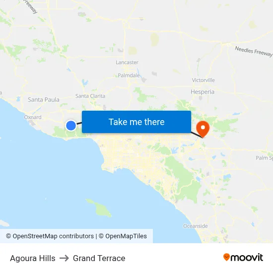 Agoura Hills to Grand Terrace map
