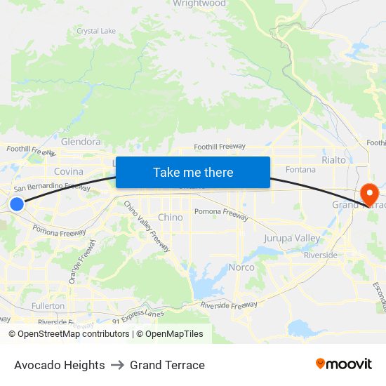 Avocado Heights to Grand Terrace map