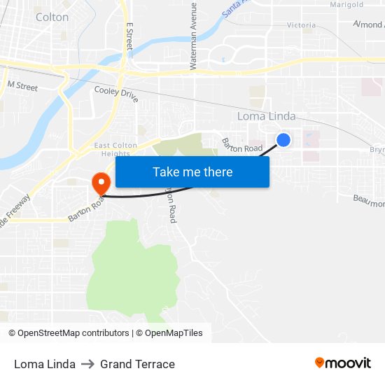 Loma Linda to Grand Terrace map