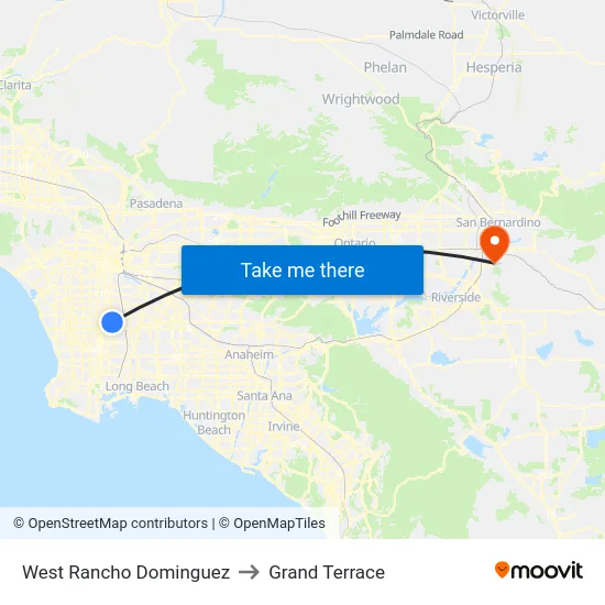 West Rancho Dominguez to Grand Terrace map