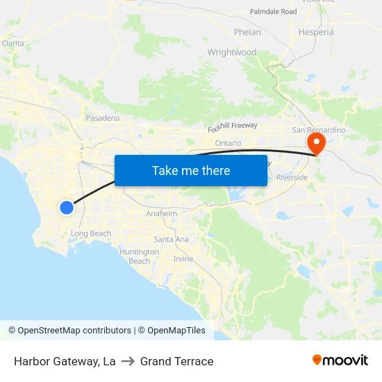 Harbor Gateway to Grand Terrace map
