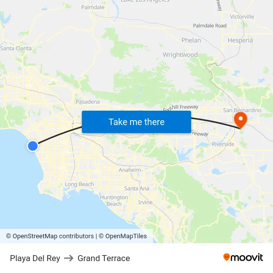 Playa Del Rey to Grand Terrace map