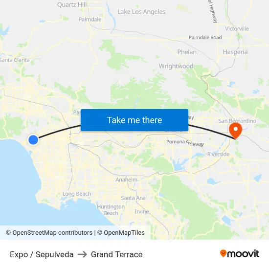 Expo / Sepulveda to Grand Terrace map